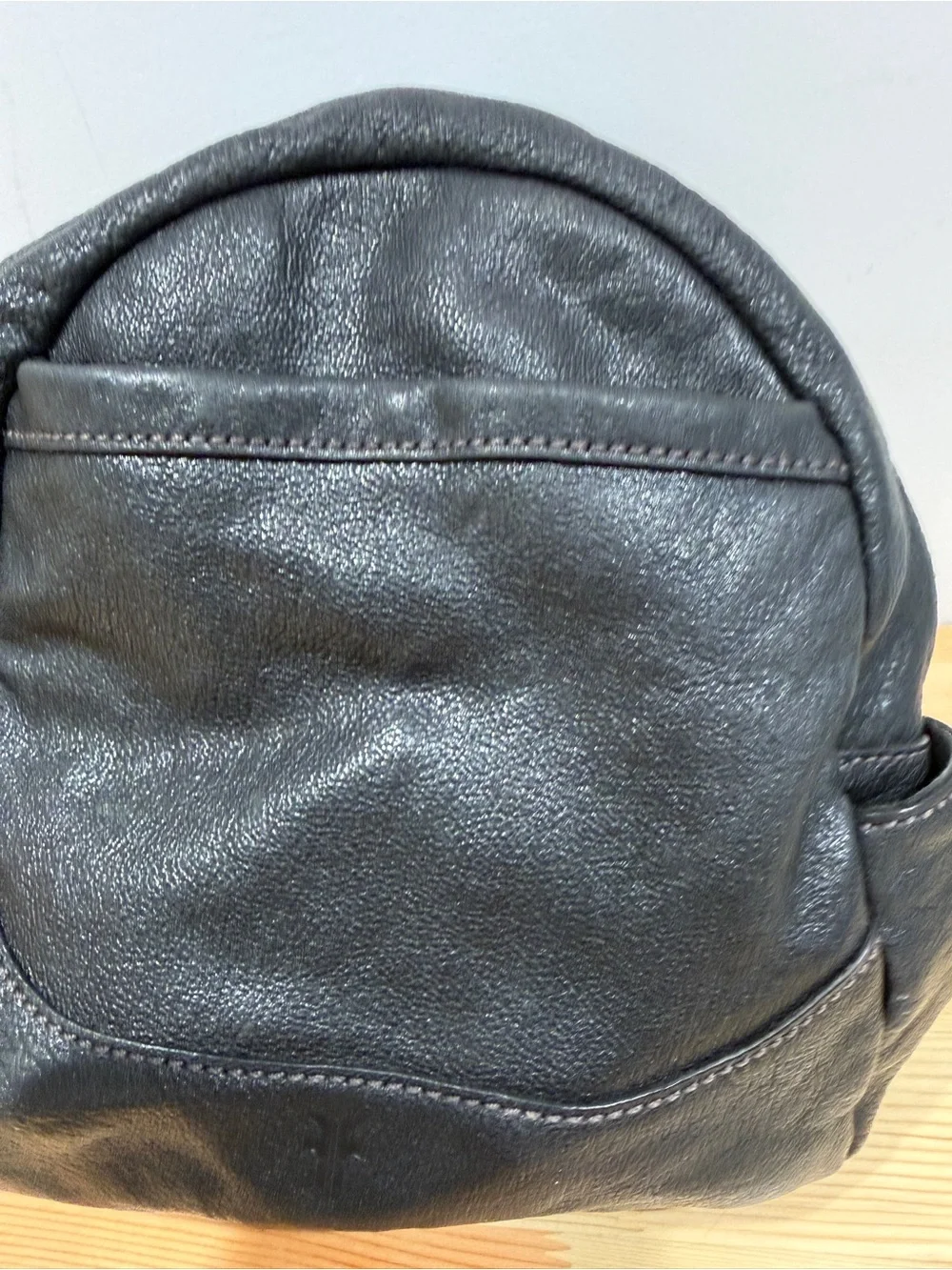 Frye Black Pebbled Leather Mini Backpack